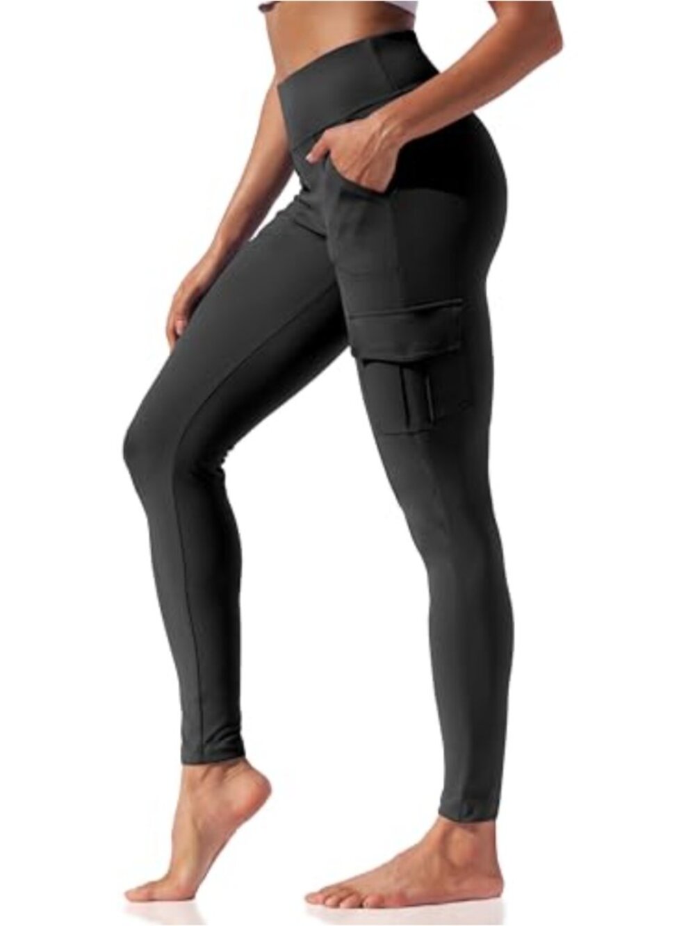 High Waisted Cargo Leggings with Pockets for Women, Yoga Pants Tummy Control
